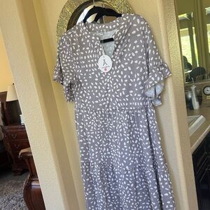 Gray Patterned Midi Dress